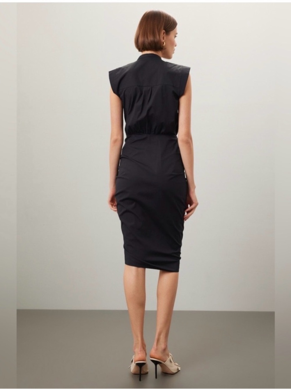 VERONICA BEARD Ruched Shirt Dress 8 - Picture 8 of 13